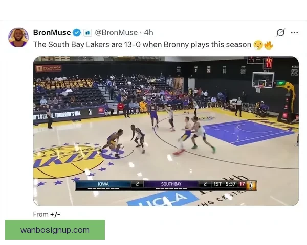 布朗尼背靠背连胜带领南湾湖人13战全胜 雷迪克称赞其努力表现